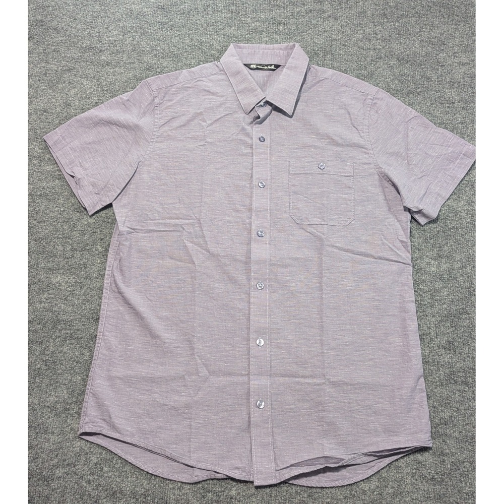 Travis Mathew Studebaker Button‎ Up Short Sleeve Men's Size Medium Lilac Heather